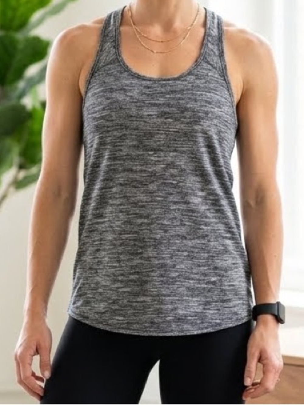 Danskin Athletic Tank Top Gray Heathered Racerback large (12/14) athleisure yoga
